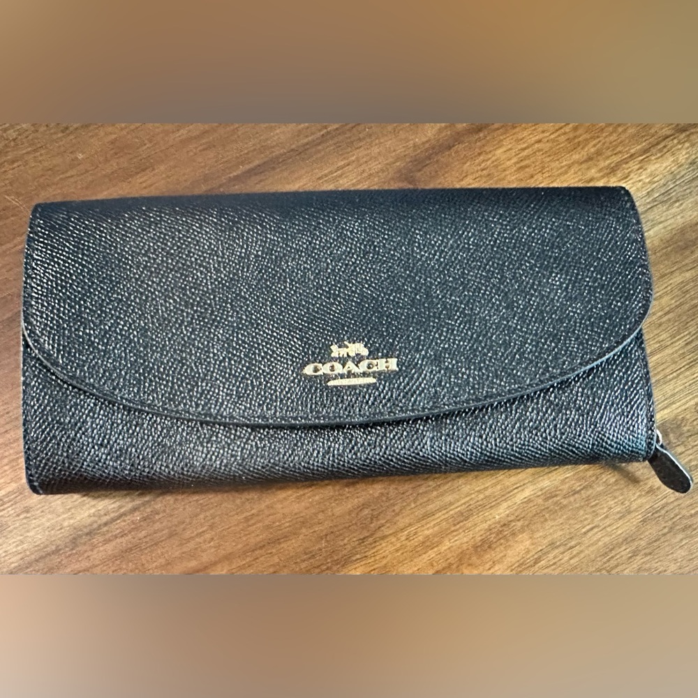 Black Coach wallet pebbled leather